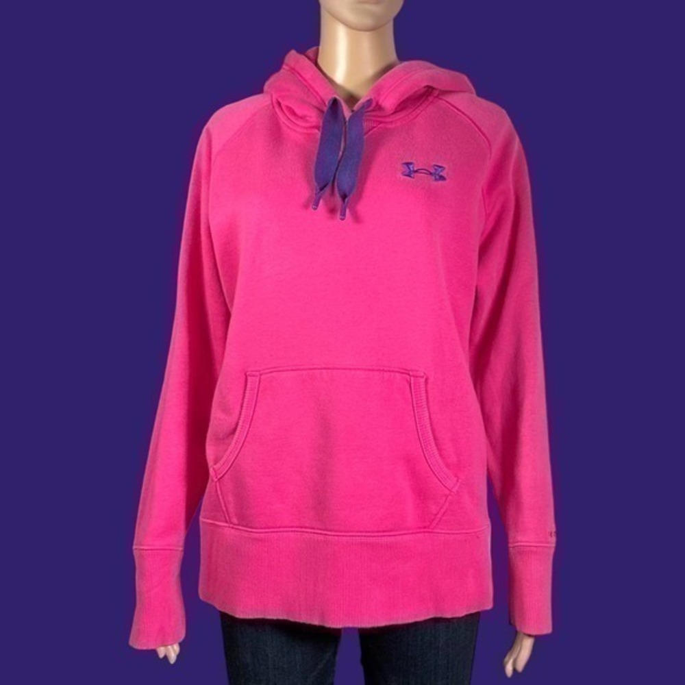 UNDER ARMOUR Storm Pink and Blue Fleece Workout Hoodie Size Medium - "Dakota"